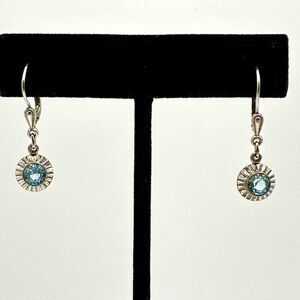 Vintage Aqua Blue Art Deco Style Drop Earrings